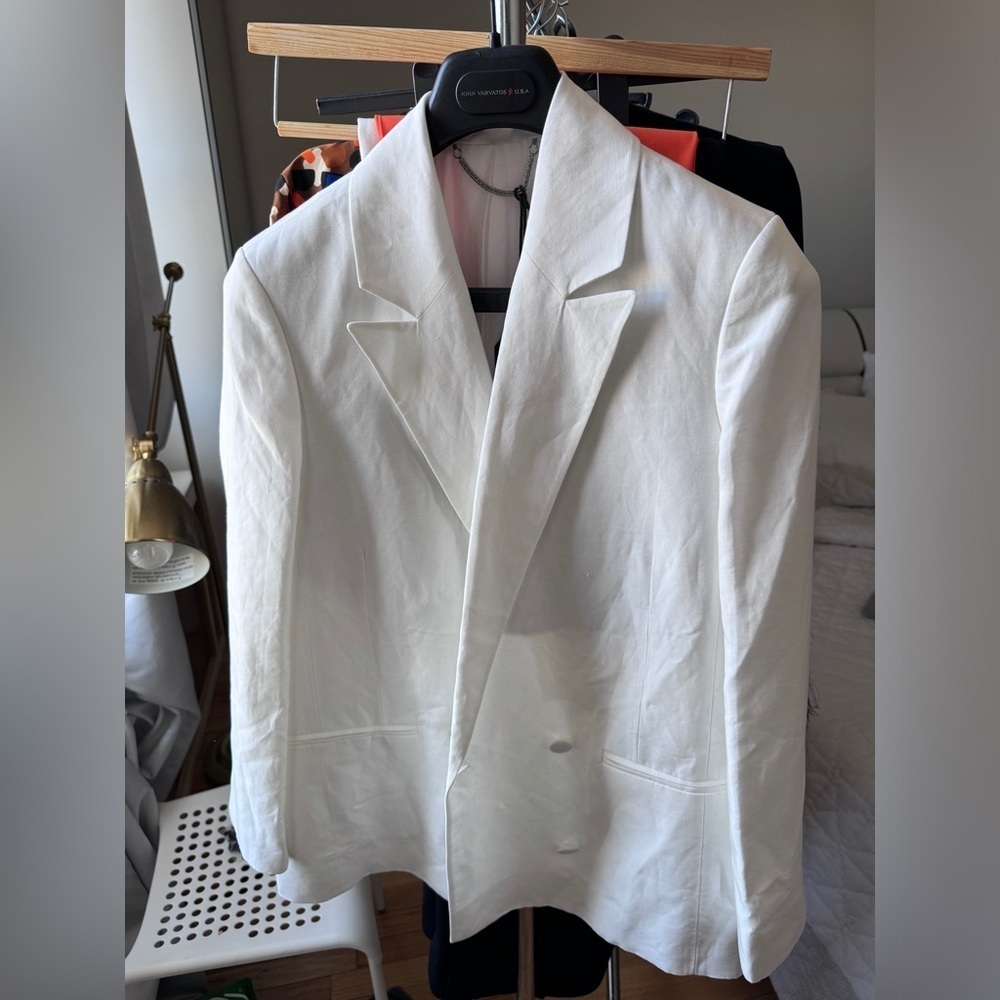 NWT ALLSAINT Petra Linen Blend White Oversized Blazer in Size 4 - Picture 15 of 17